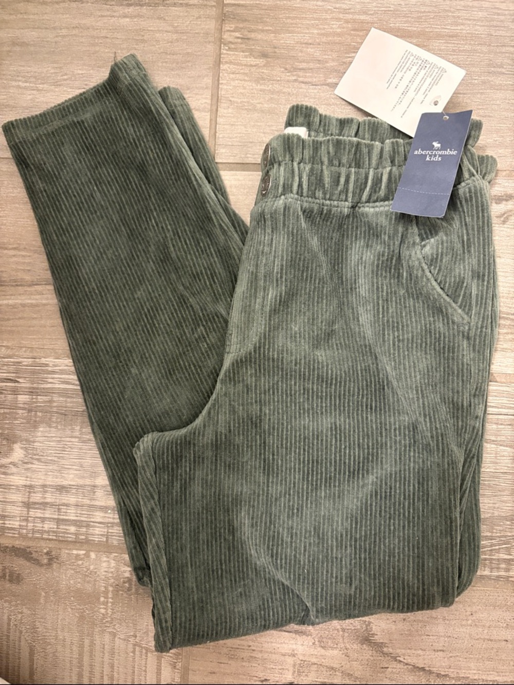 abercrombie kids Forest Green Corduroy Jogger Pants